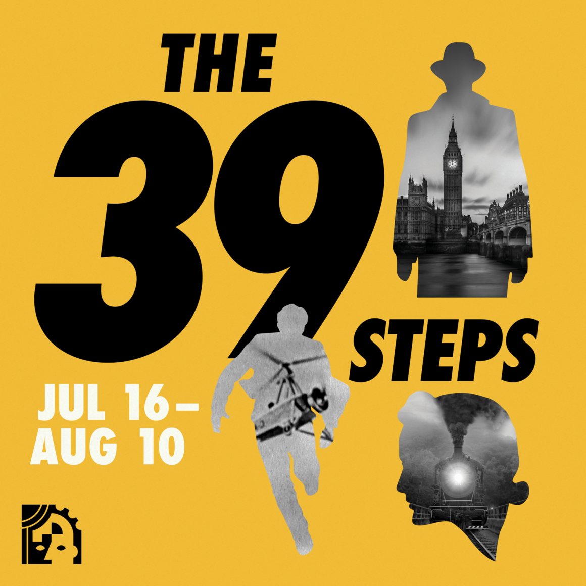 The 39 Steps is two hours and fifteen minutes of fast-paced theatre fun and thrilling action with one fifteen-minute intermission with concessions available at Third Avenue PlayWorks in Sturgeon Bay, Wisconsin. The show runs July 16th through August 10th, 2025